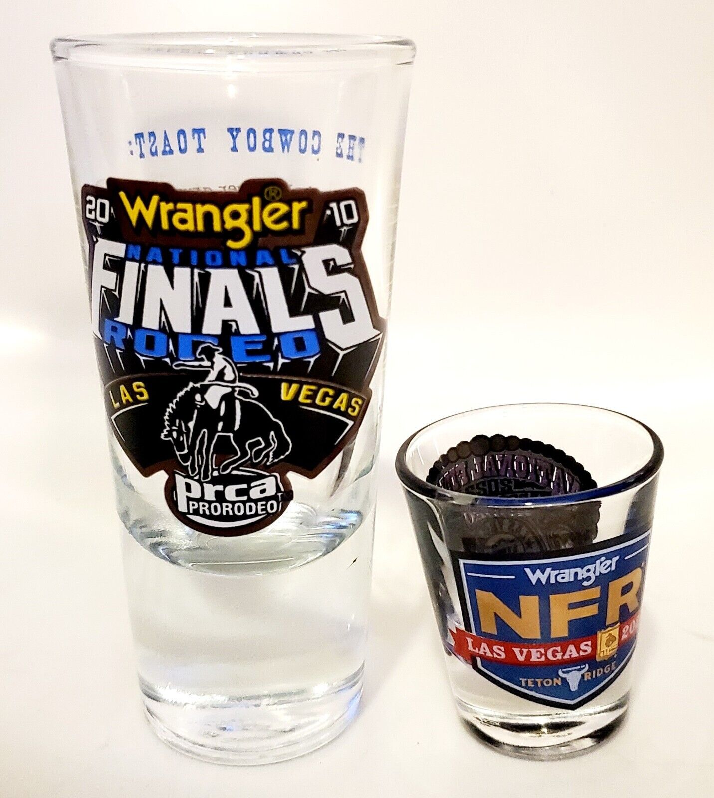 2010 & 2022 Wrangler Annual National Finals Rodeo NFR PRCA Las Vegas Shot Glass