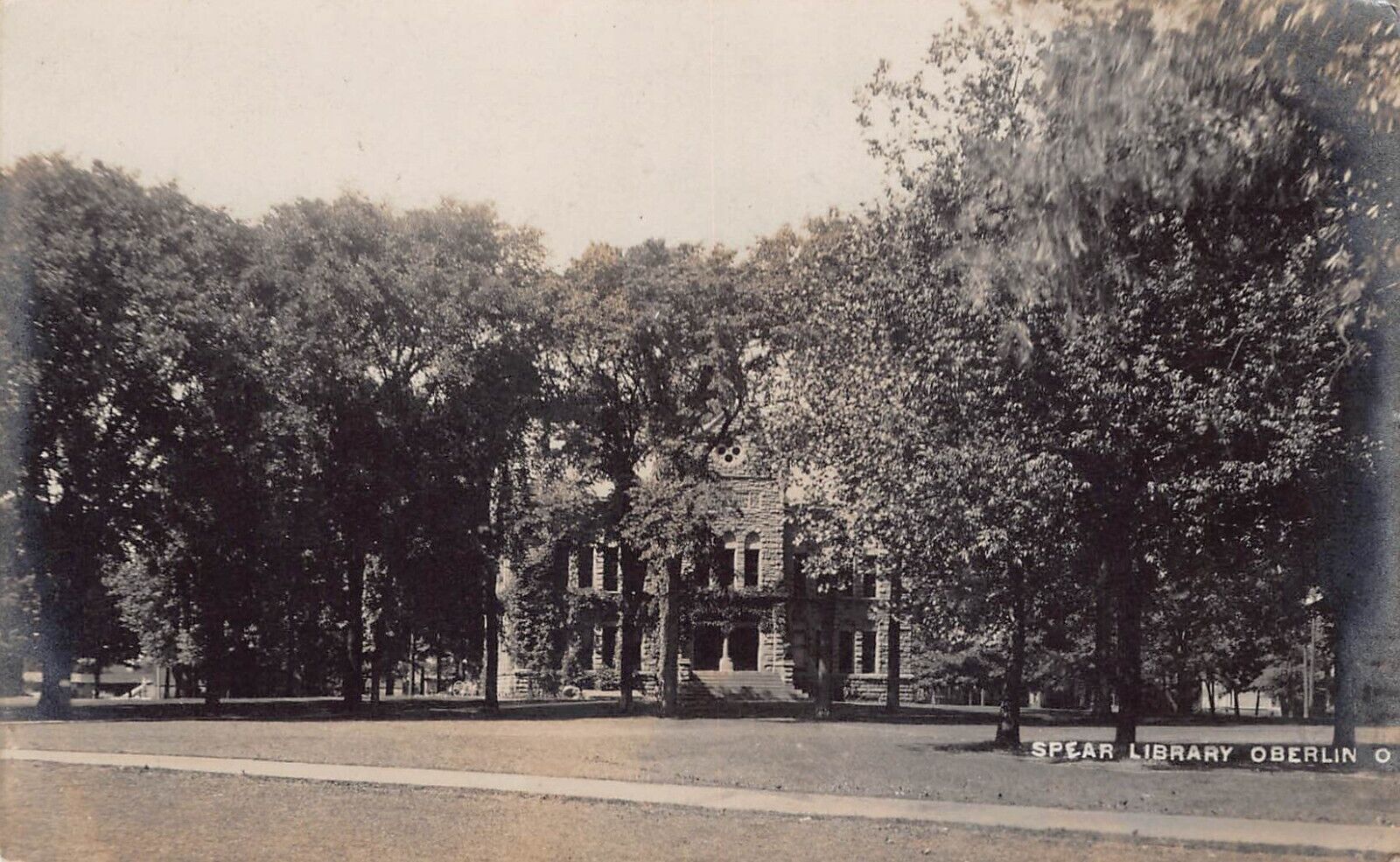 RPPC Oberlin College OH Ohio Campus Spear Library Photo Vtg Postcard C37