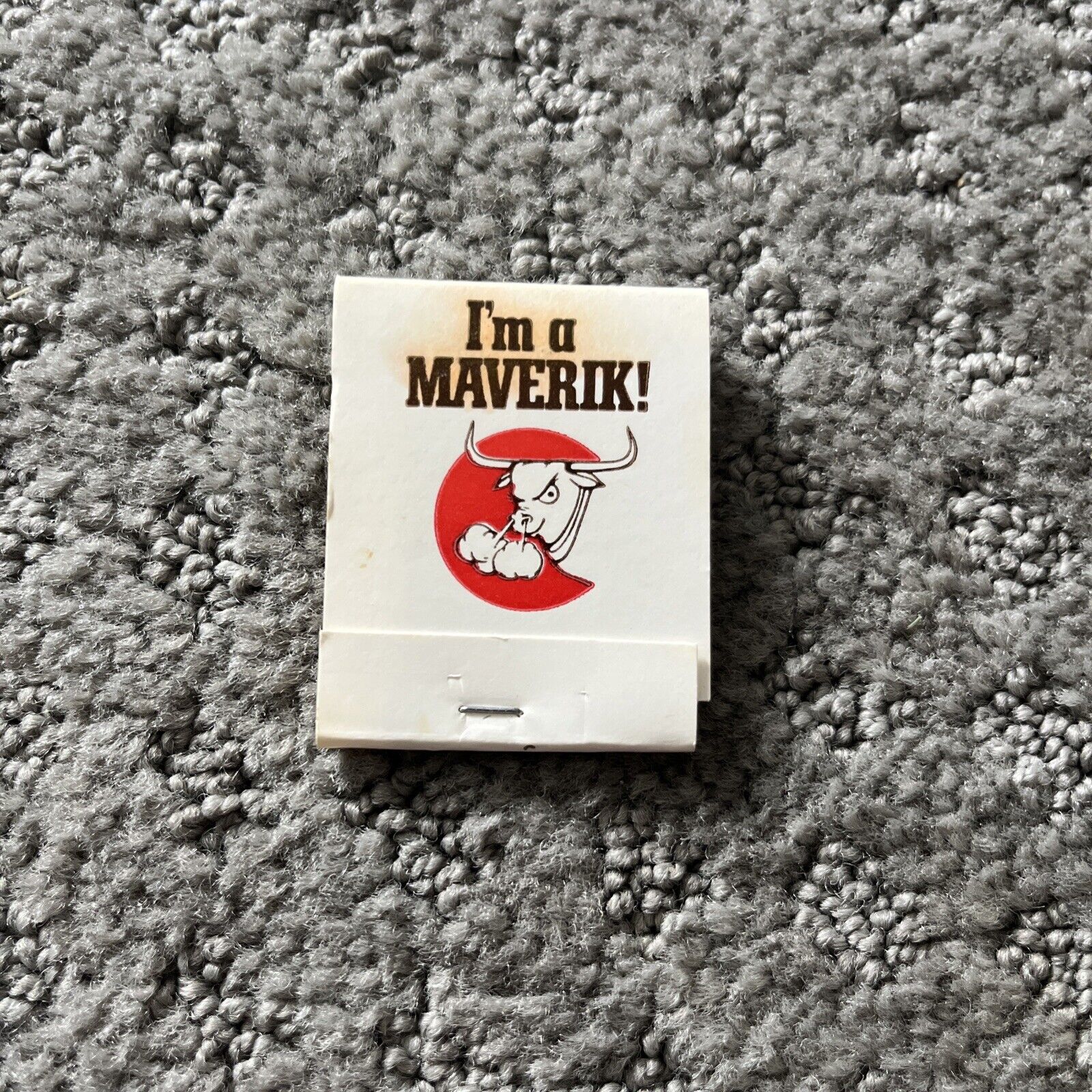 Vintage I\'M A MAVERIK Sports Snorting Bull Collectible Matchbook Collectors old
