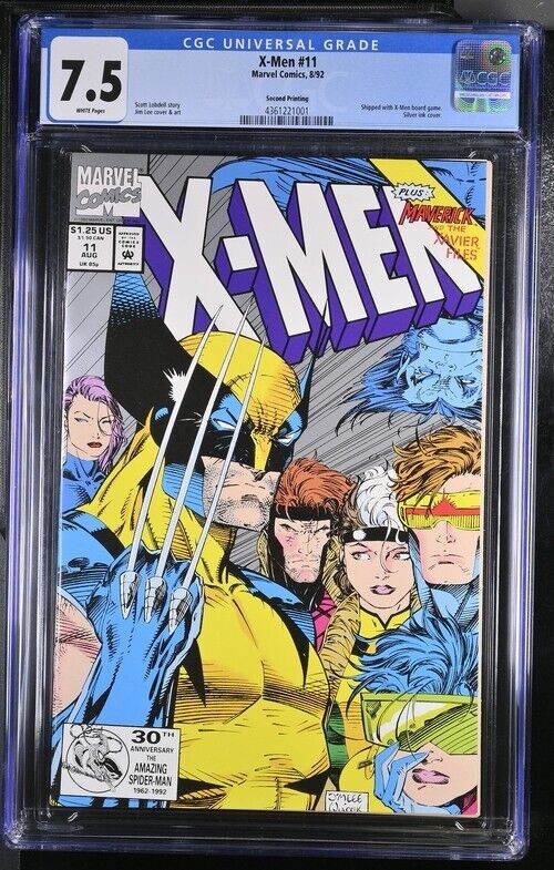X-Men v.2 #11 RARE 2nd Print Pressman Variant CGC 7.5 VF- Classic Jim Lee Cover 