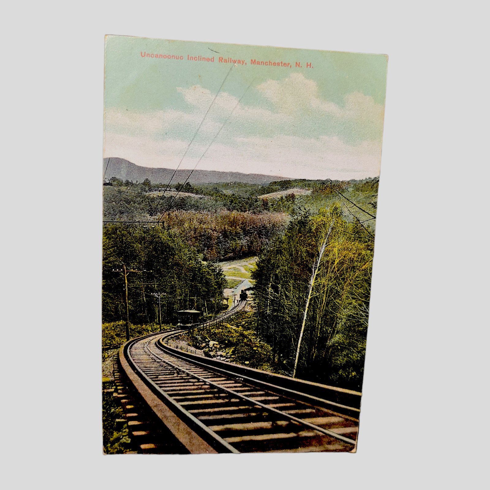 Incline Railway Uncanooic Mountain Manchester New Hampshire 1908 Vtg Postcard