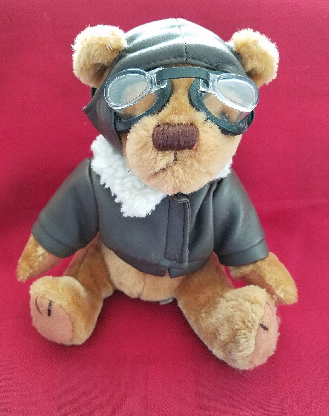 US Airways Pilot Teddy Bear Aviator Bomber Jacket Goggles Plush Stuffed Animal
