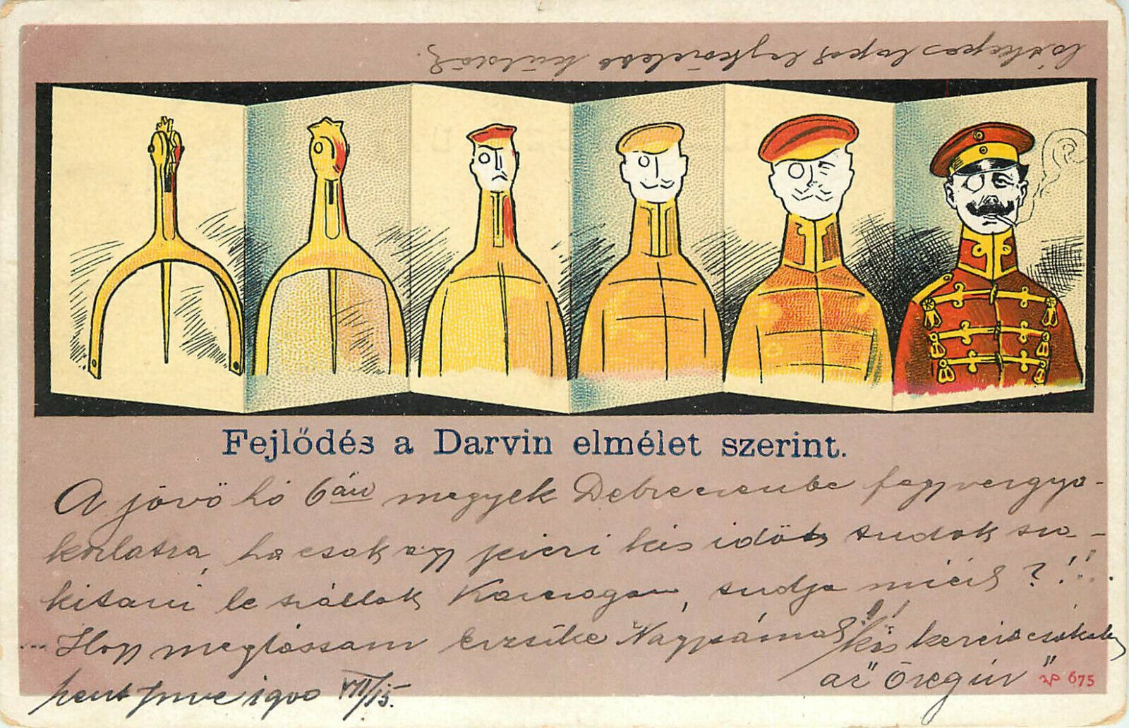 WWI Austria-Hungary Postcard Fejlodez a Darvin Elmelet Szerint Anti British