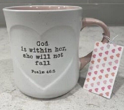 SHEFFIELD HOME  MUG WITH HEART GOD IS WITHIN HER SHE WILL NOT FALL Psalm 46:5