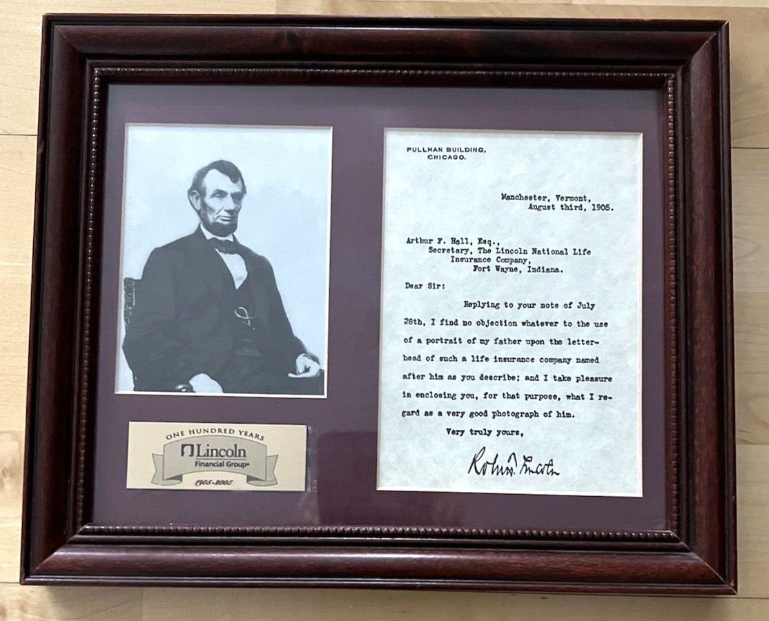 Lincoln Financial Group 100 Years Lincoln Photo Letter From Robert Lincoln