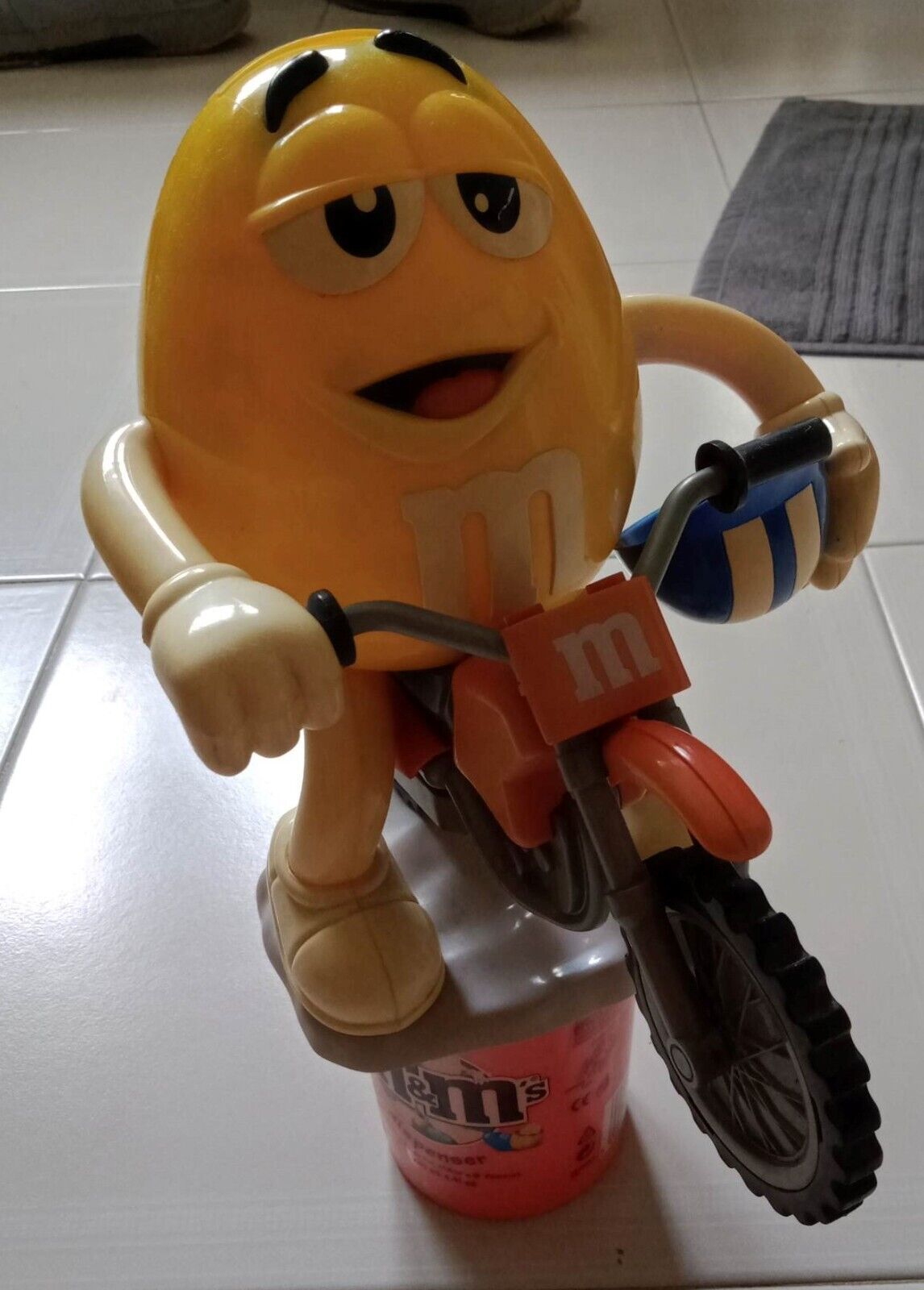 M&M Candy Dispenser Europe Limited Edition Yellow M&M On Dirt Bike