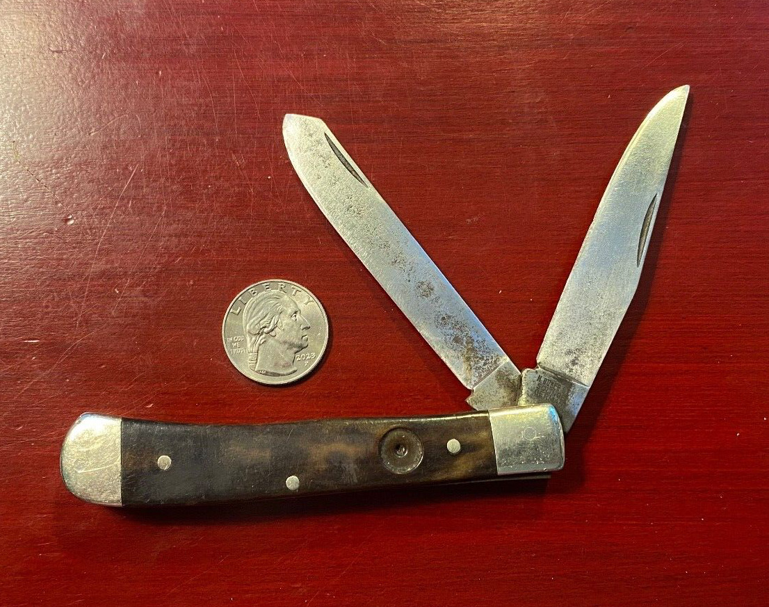 Boker Tree Brand Trapper 2 Blade Pocket Knife Brown Bone - MISSING SHIELD