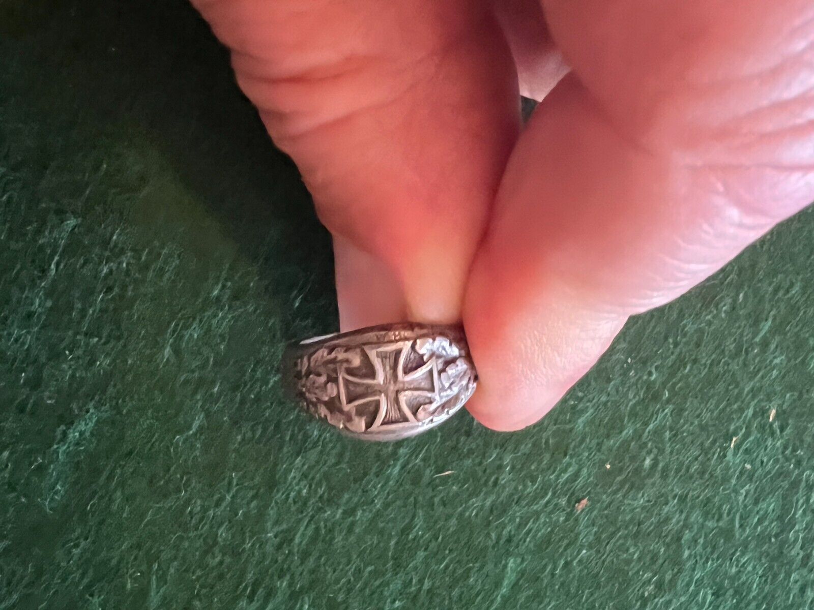 ANTIQUE PRE WWI 1914 DHG GERMAN IRON CROSS RING, FOR PRE WAR AMERICANS, RARE