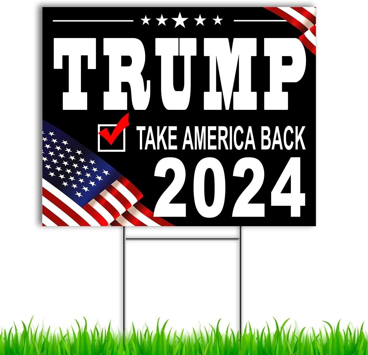 Trump 2024 Yard Sign with Stake, Donald Trump Yard Sign 16x12 Double Sided Print