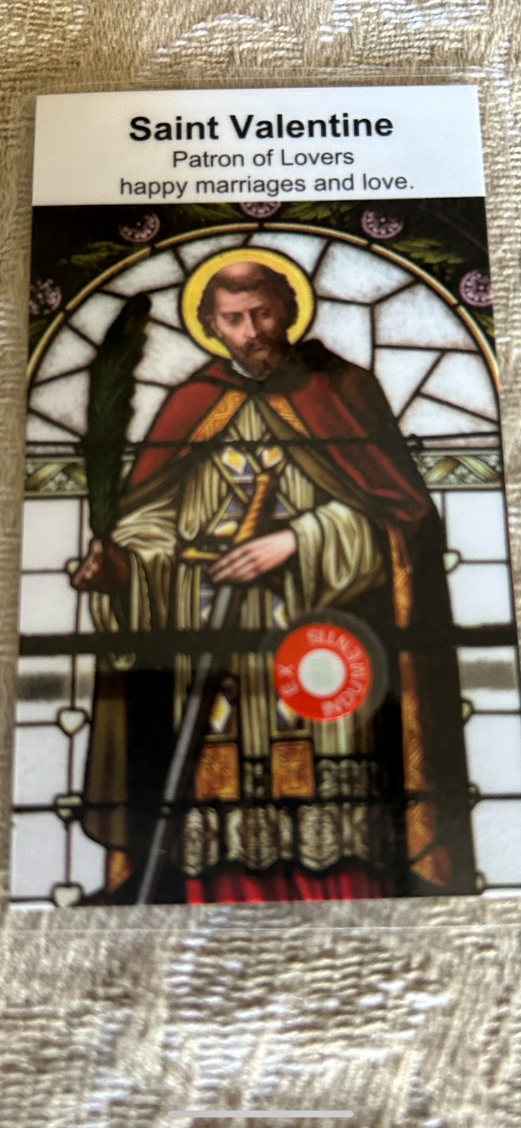Saint Valentine 3rd Class Relic Card