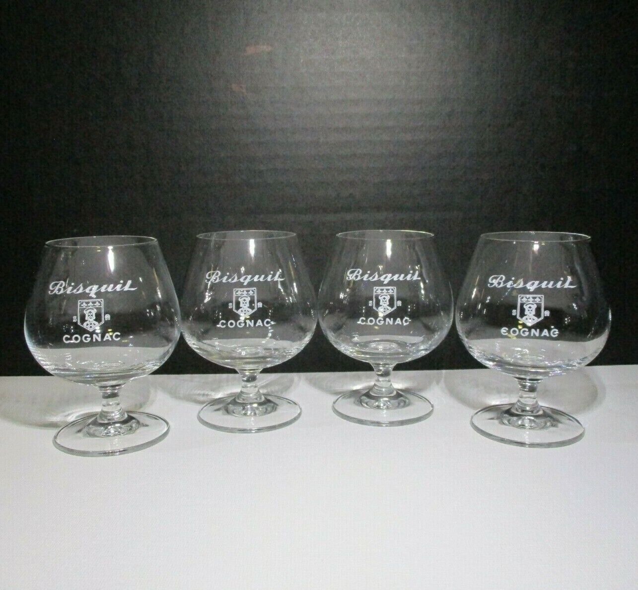 Set of 4 - Vintage Bisquit Cognac Snifter, whiskey Glasses Rare