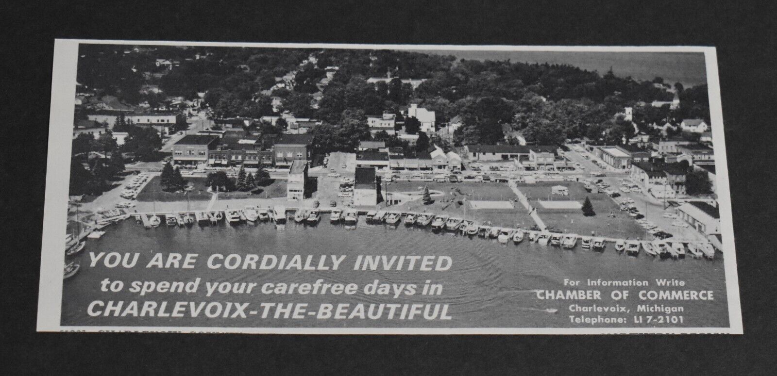 1968 Print Ad Michigan Charlevoix Carefree Days Beautiful Marina Boats art
