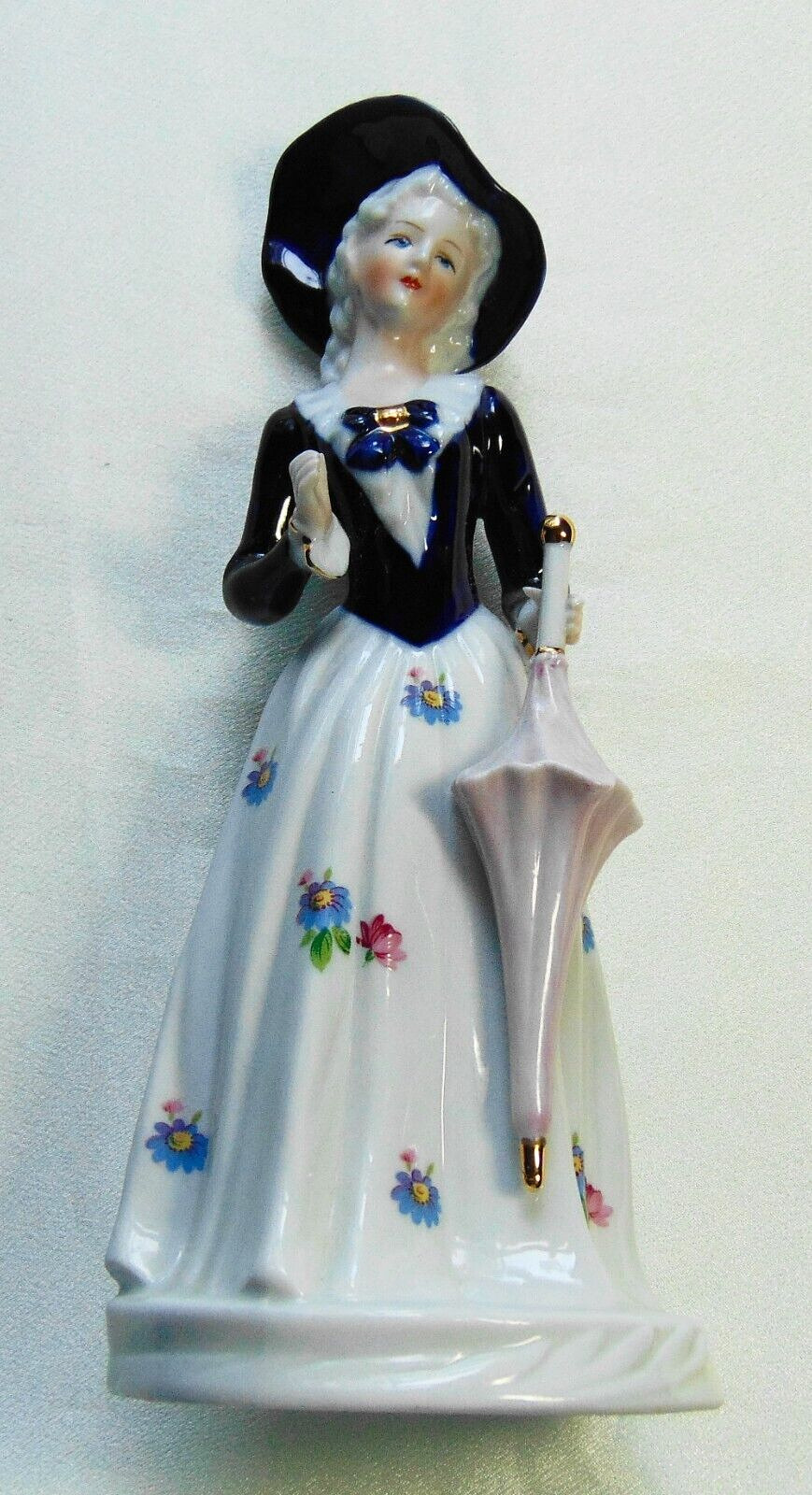Vintage KPM Porcelain Bisque Figurine Lady with Umbrella
