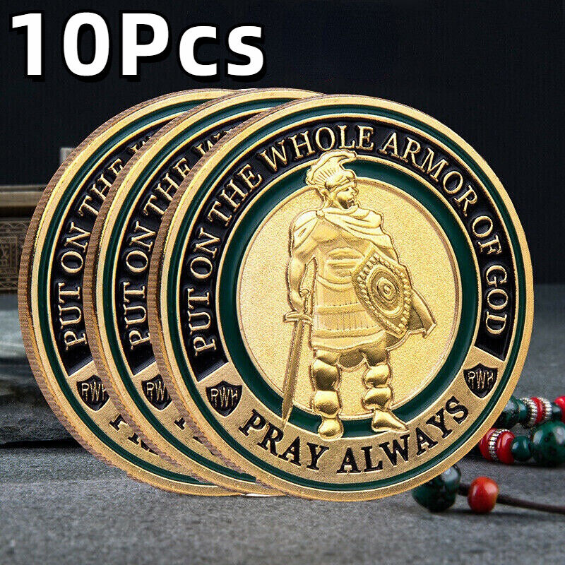 10Pcs Put On the Whole Armor Of God Commemorative Collection Challenge Coin Gift