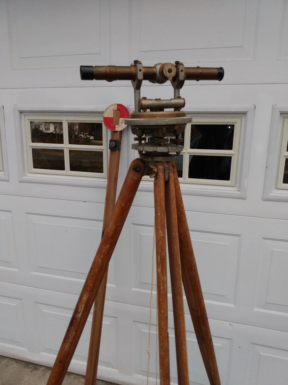Boston Brady Antique Survey Transit Model 5 Wooden Tripod Case Elevation Pole