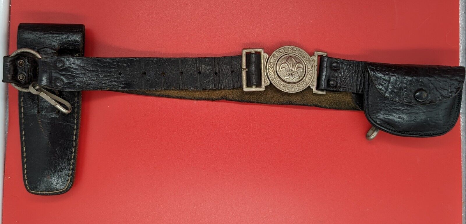 Rare Vintage Boy Scout Cub Leather Belt Be Prepared With Original Compase 