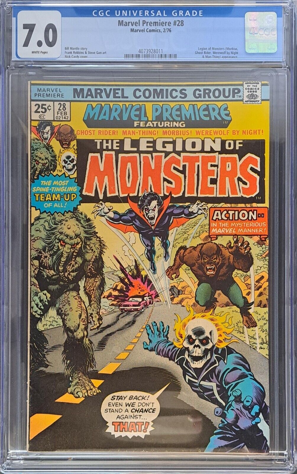 Marvel Premiere 28 CGC 7.0 White Pages