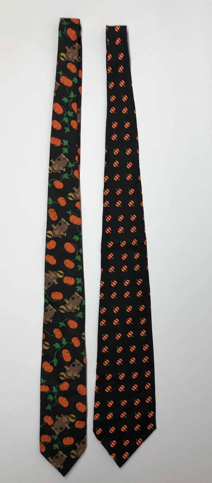 Two Vintage Pumpkin Themed Ties, Pumpkin - Scarecrow & Pumpkin 