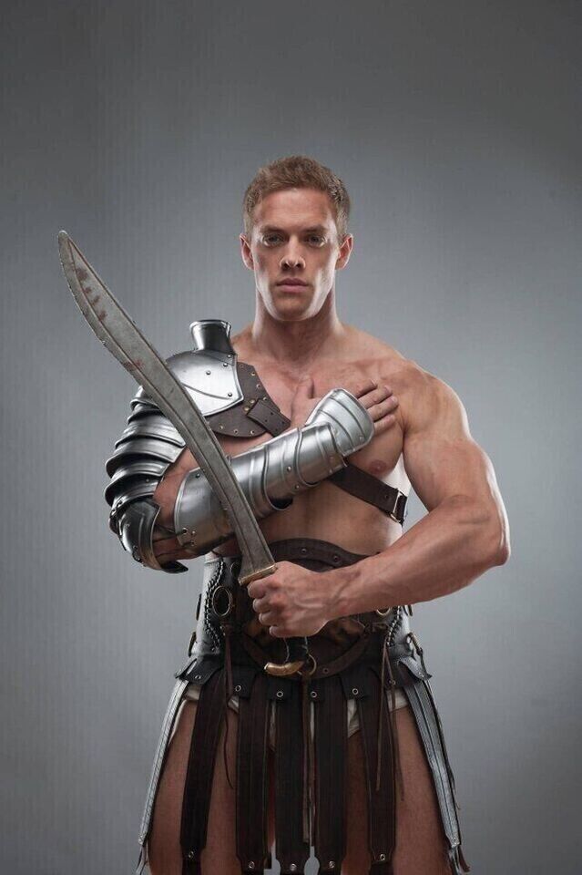 Medieval Steel Gladiator Set Spartacus Armor Full Suit Pauldron Bracer Leather