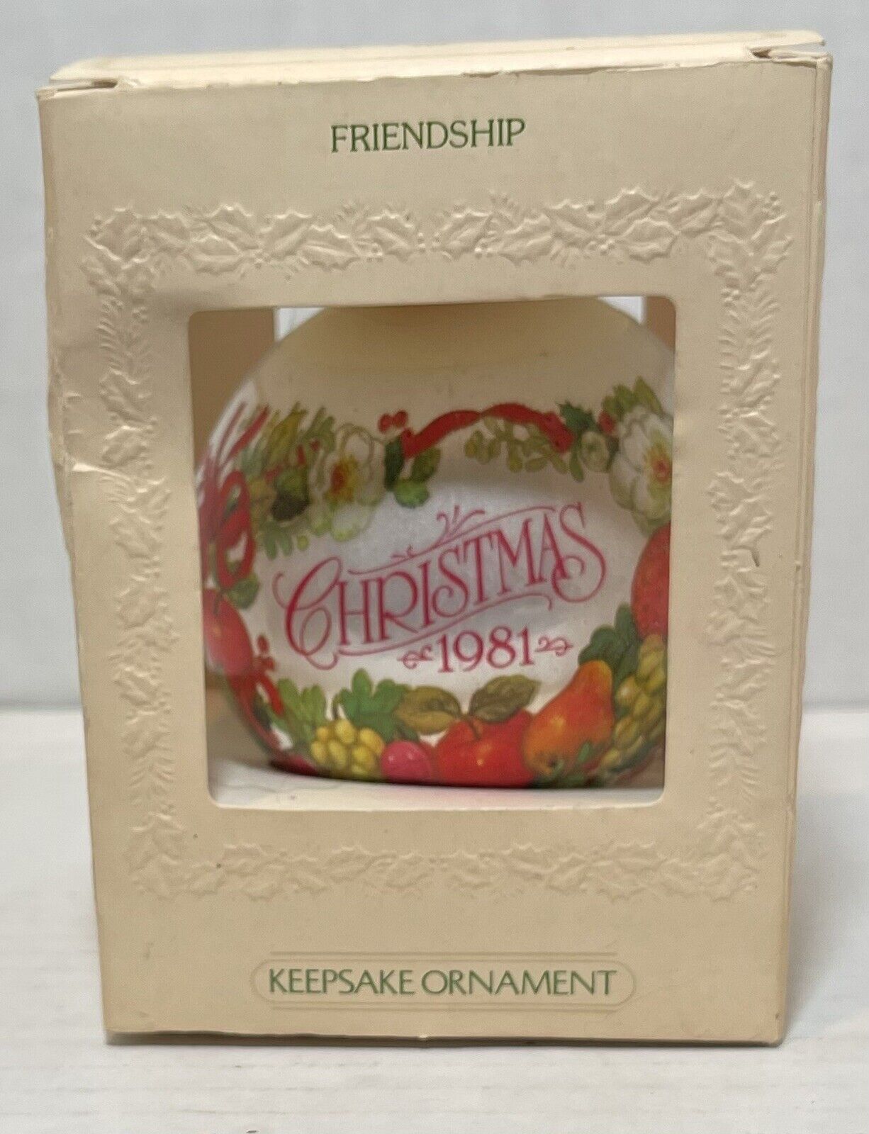 VTG Hallmark Keepsake Friendship Satin Ornament 1981 In Original Box