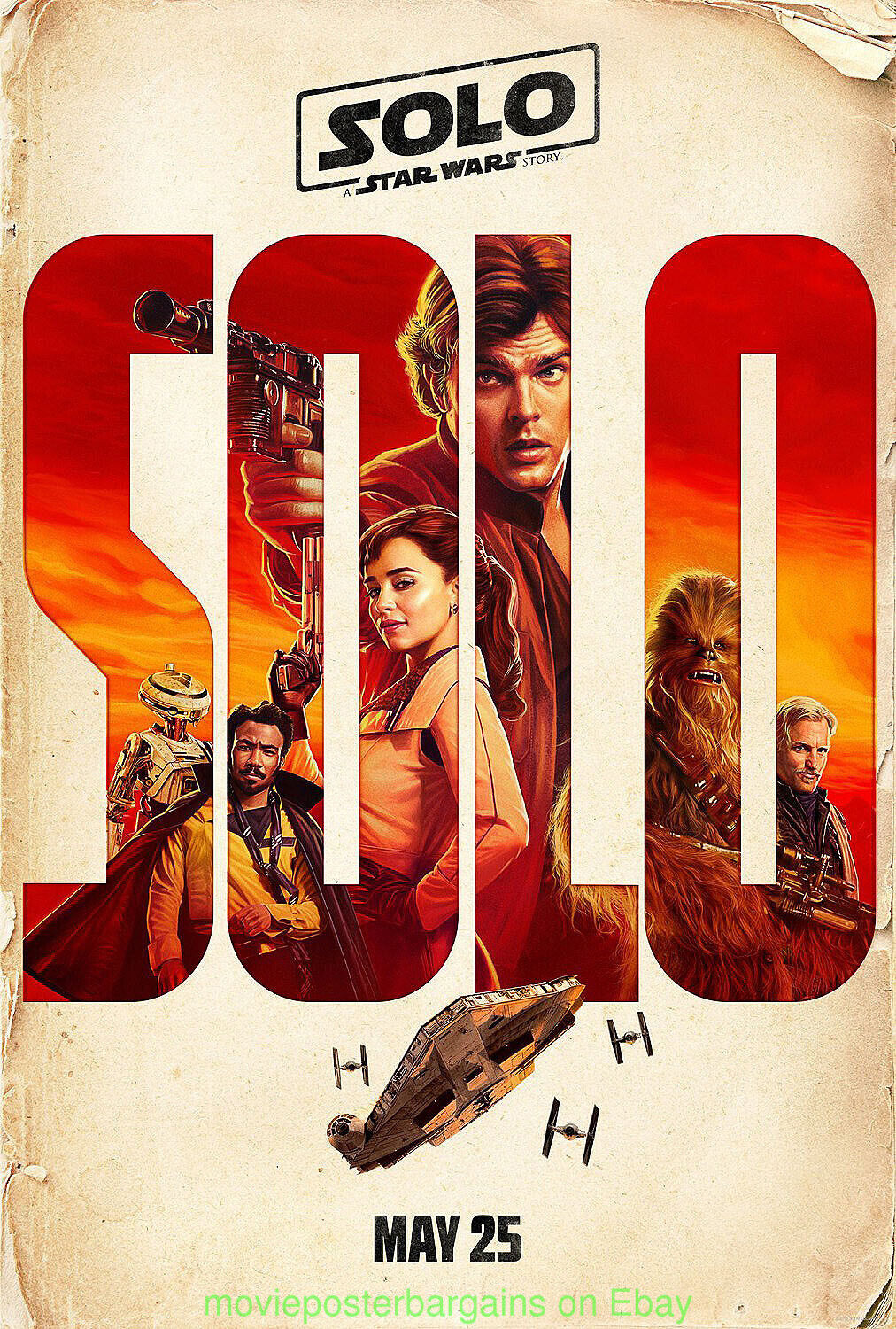 Solo A Star Wars Story Movie Poster DS 27x40 N.MINT  Alden Ehrenreich