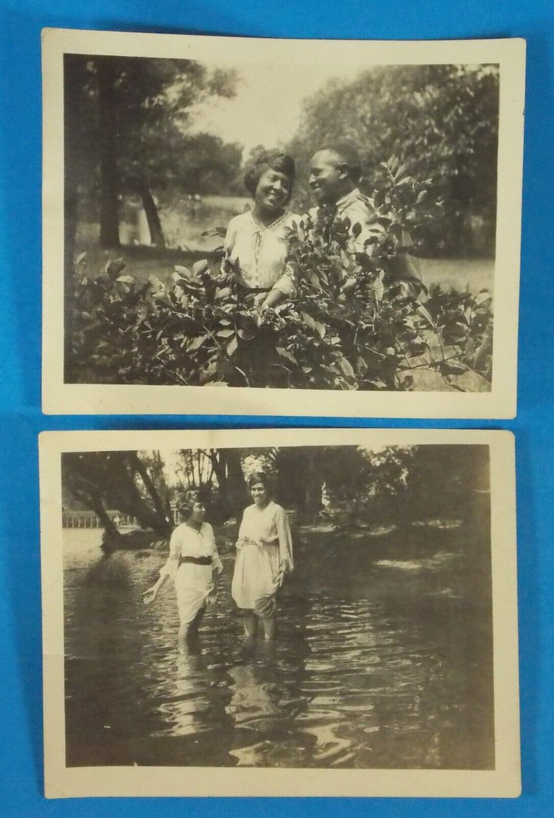 Lot of 2 Photos African American Friends At Lake