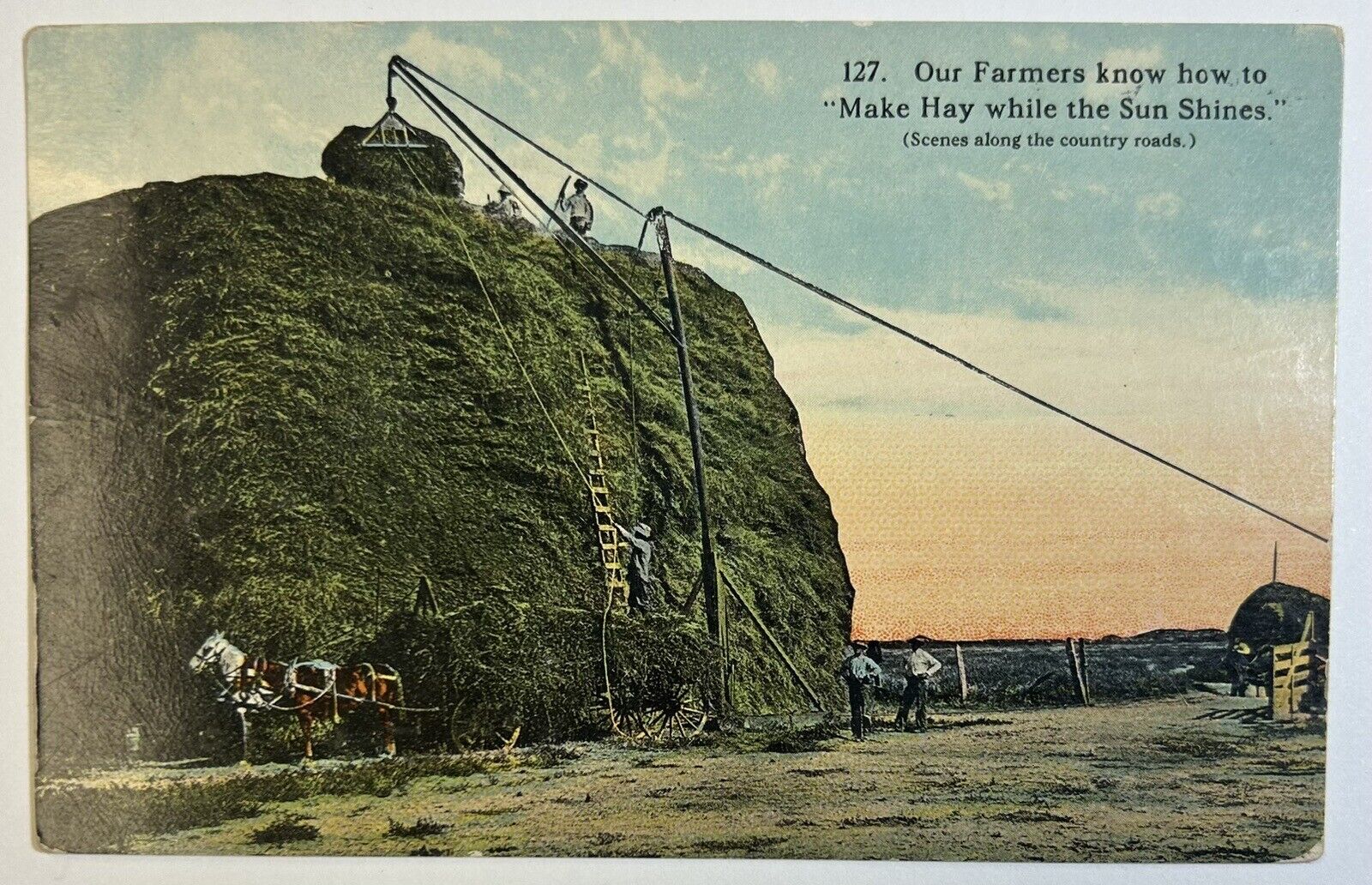 Our Farmers Make Hay When the Sun Shines Antique Postcard Ann Arbor, MI 1913