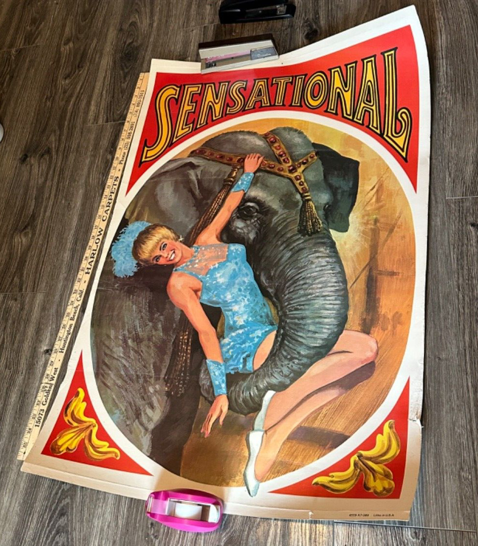 Beautiful Vintage Sensational Double Sided Circus Poster