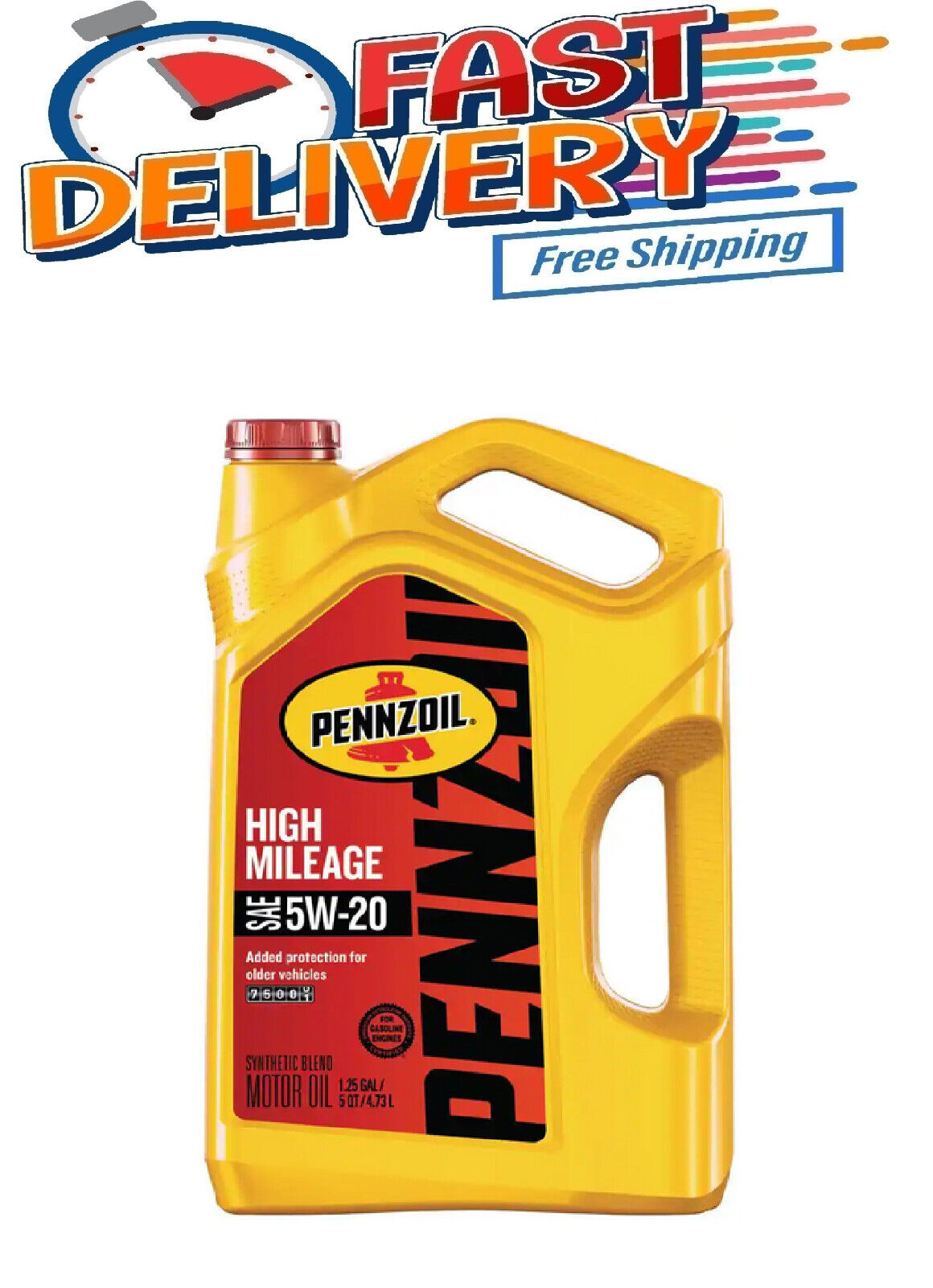Pennzoil High Mileage SAE 5W-20 Synthetic Blend Motor Oil 5 Qt.