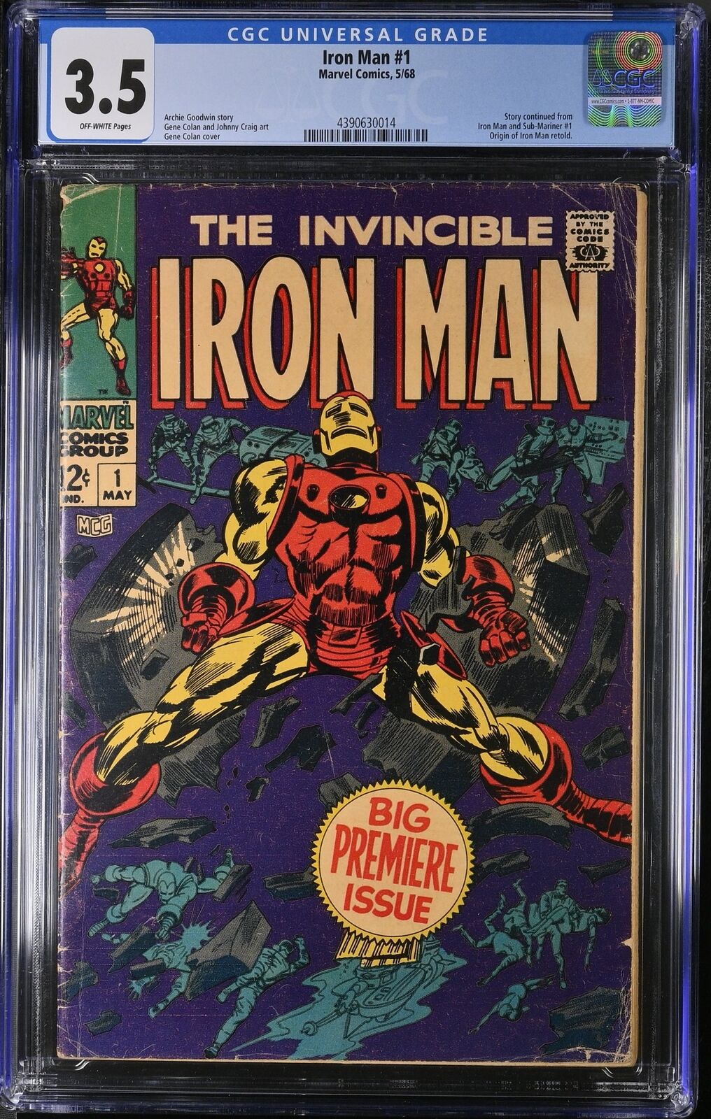 Iron Man (1968) #1 CGC VG- 3.5 Off White Origin Retold Stan Lee Marvel 1968