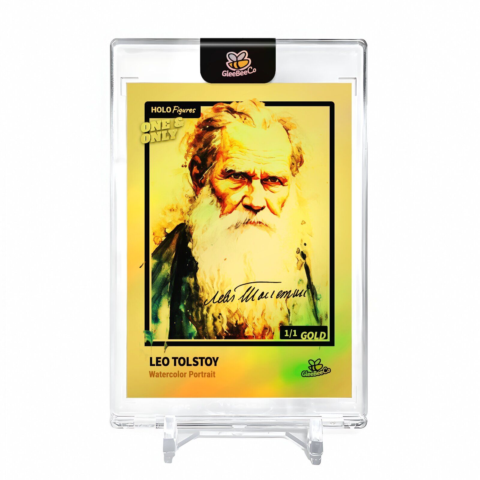 LEO TOLSTOY Watercolor Portrait Holo Gold Card 2023 GleeBeeCo #LTWT-G 1/1