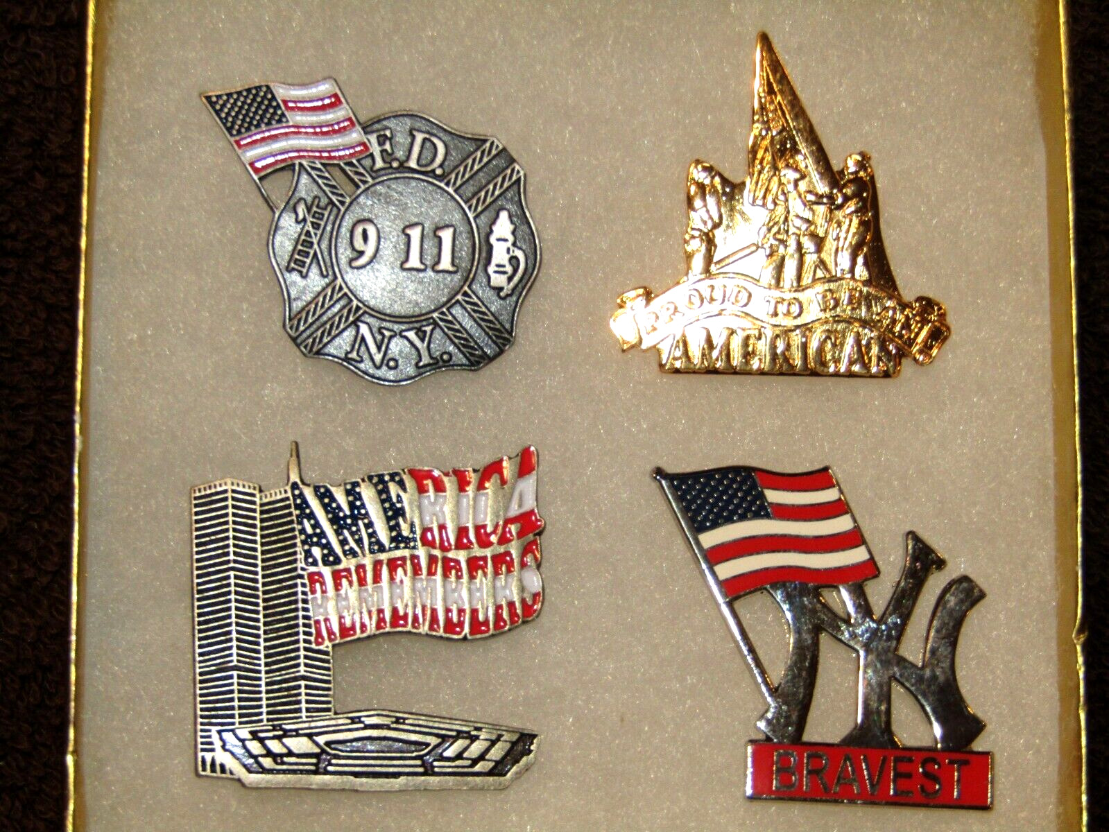 Lapel Pin Set 9/11 FDNY Fire Dept. City of New York City 911 Firefighter