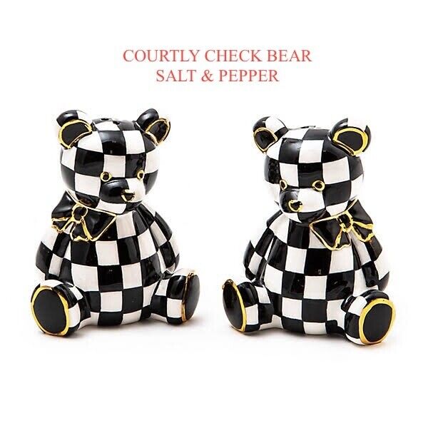 MacKenzie Bear Courtly Check Salt & Pepper Shakers Childs Collectible New In Box