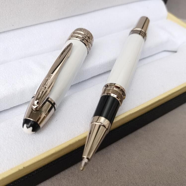 Luxury Great Writers Series White+Silver Clip 0.7mm Rollerball Pen