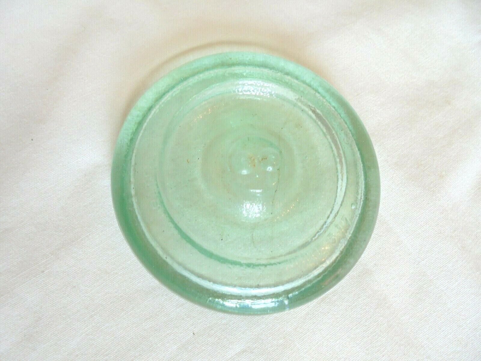 Antique Reis'D Aqua Glass Fruit Jar Lid with 1875 - 1877 & 1888? Patent Dates