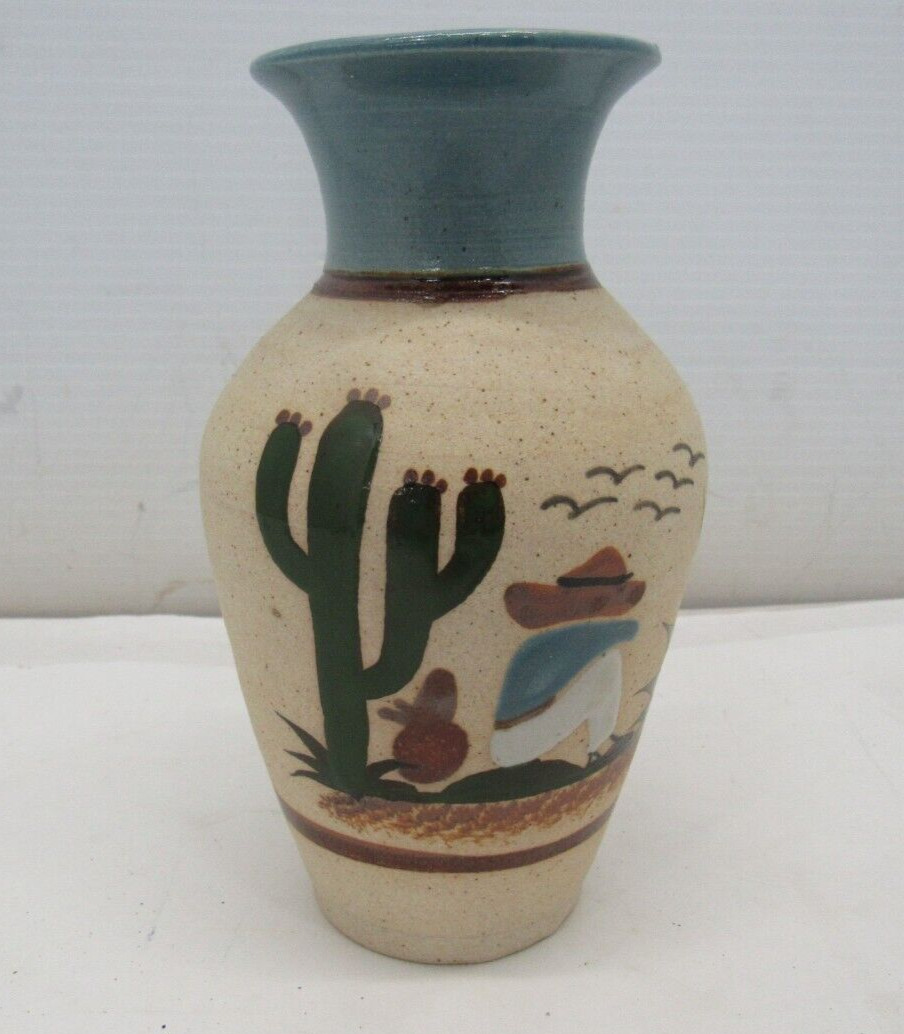 Mexico Gardiel Vase Sandstone Stoneware Pottery Siesta Cactus 6 3/4\