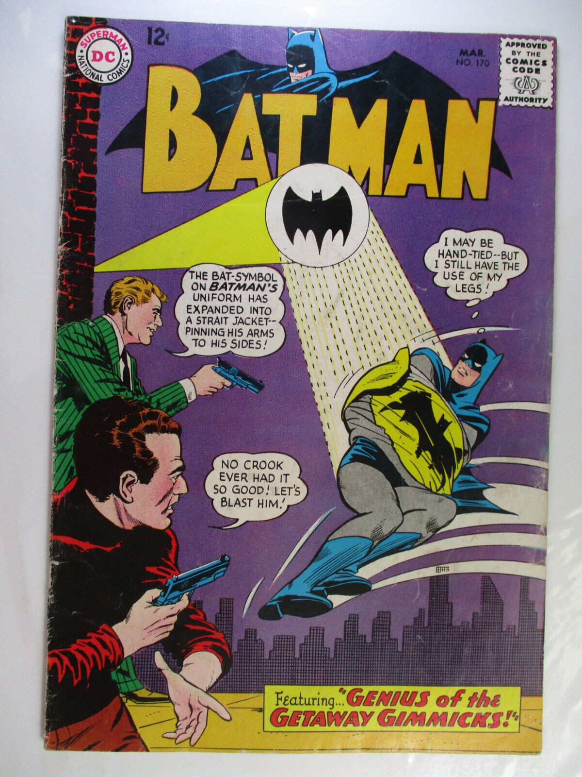 Batman #170 Genius of the Getaway Gimmicks, VG+, 4.5, OWW Pages