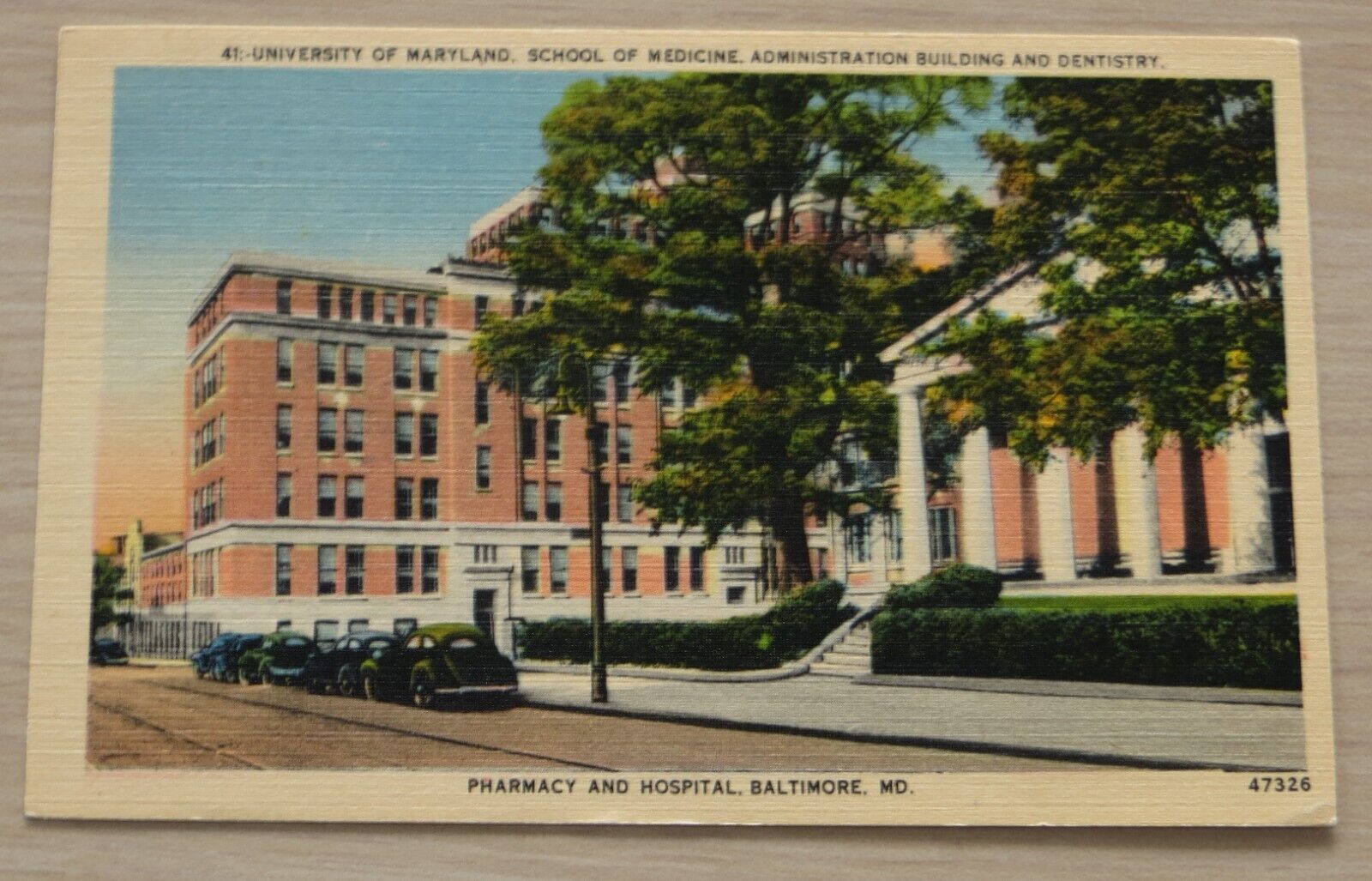 Vintage Linen Postcard #19 University of Maryland School of Medicine Baltimore