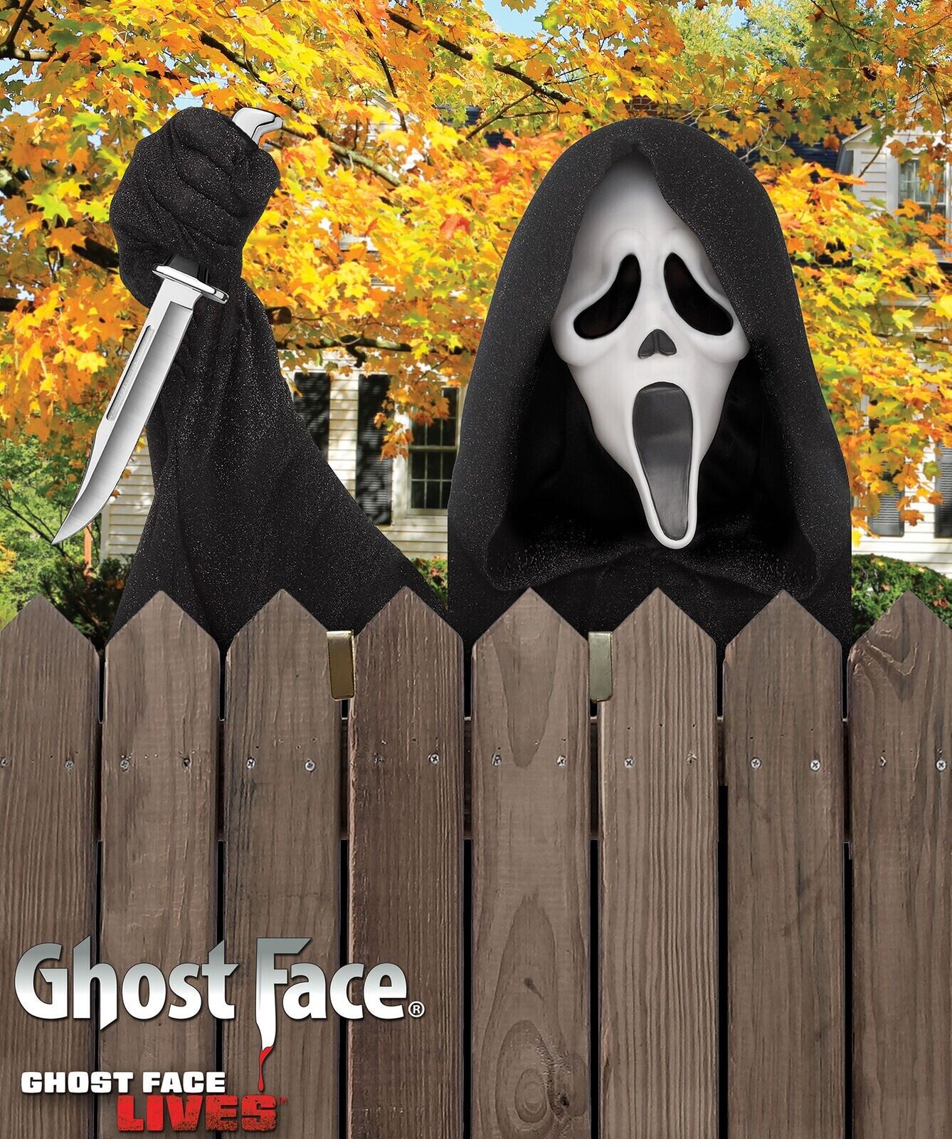 Ghost Face Fence Faces Halloween Decoration Prop NEW Scream Rare HTF
