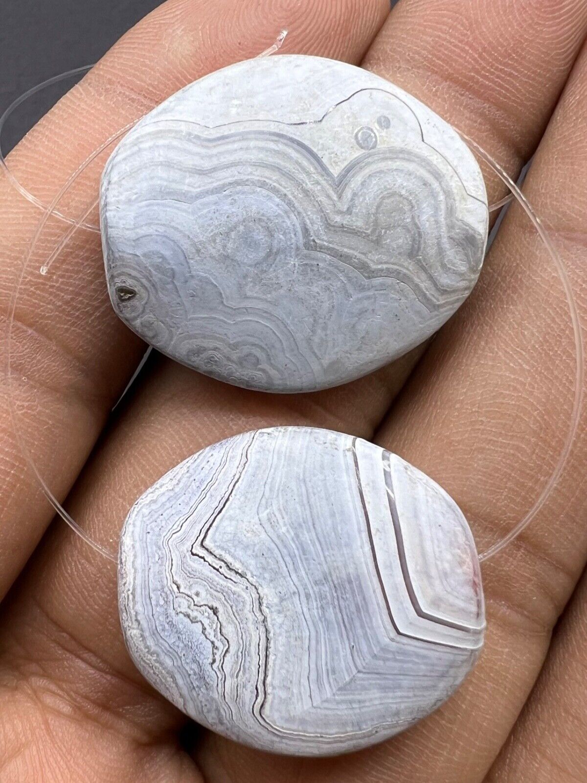 Sale 2 Pair Of Natural Lace agate Cabochons, Loose Stone, Crazy Lace In Oval Sha