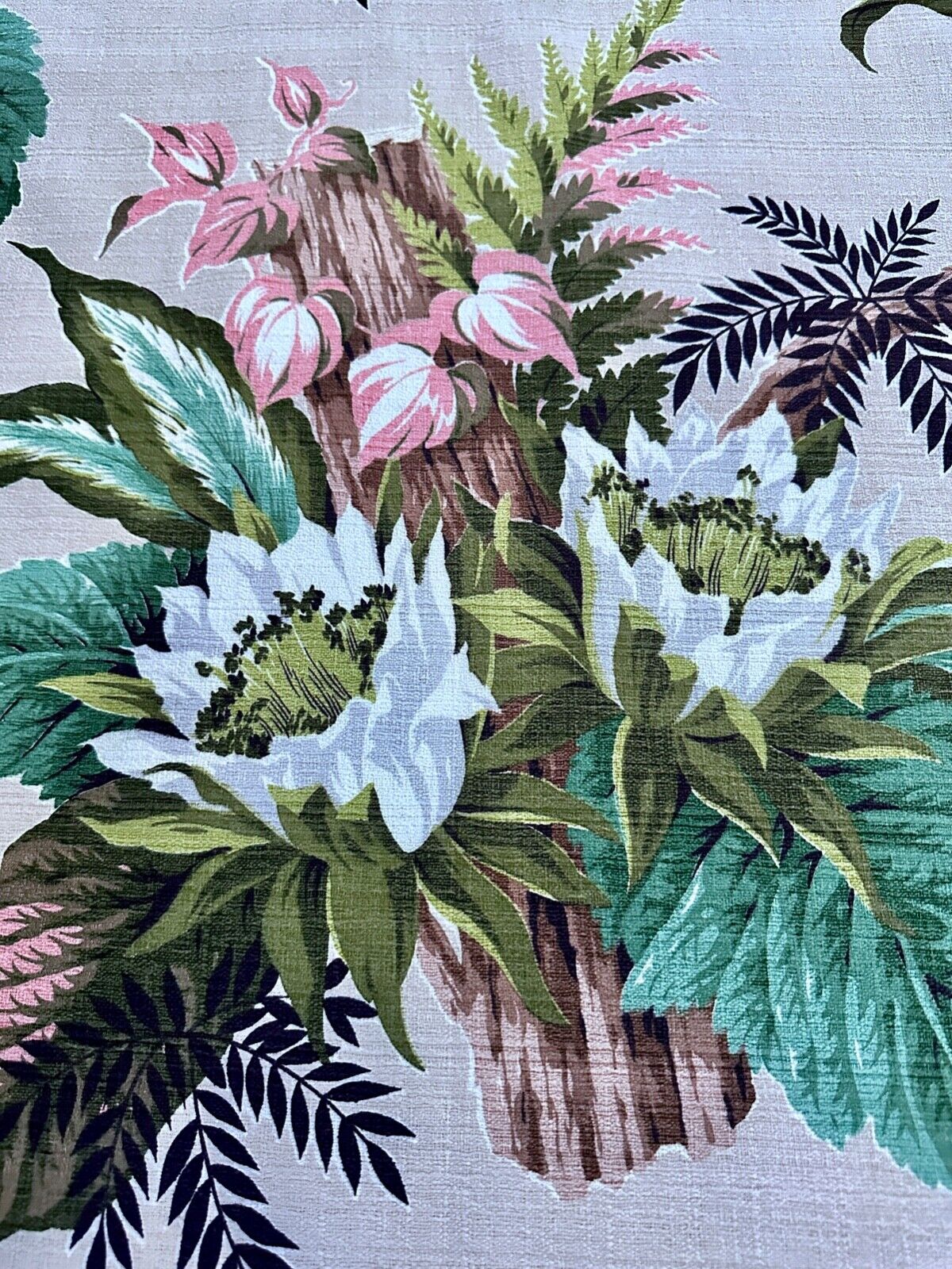 1940\'s Nocturnal Hawaii Night Blooming Jasmine Barkcloth Vintage Fabric PILLOWS