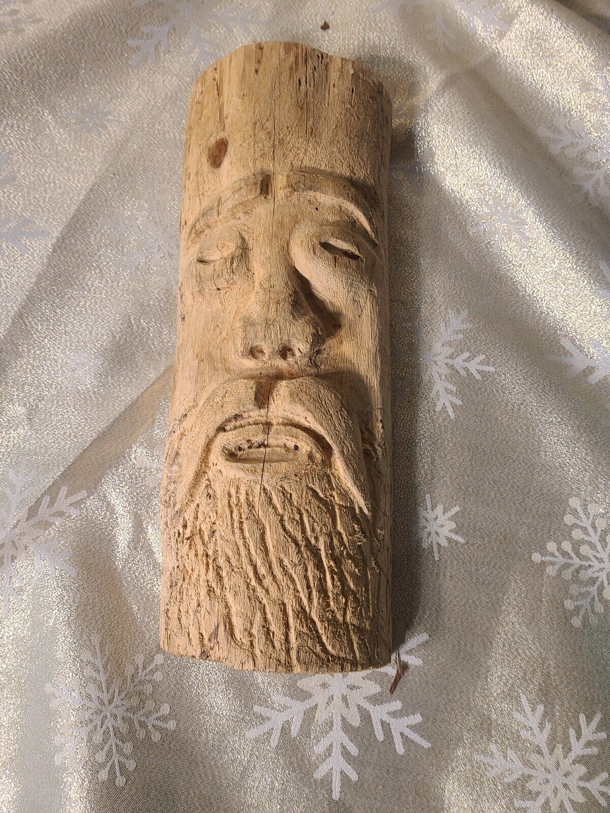 Vintage hand carved wood spirit bearded man Original Rich Stencil Folk Art #2