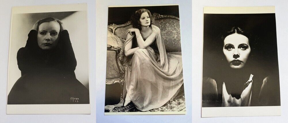 3 Photo Postcards Greta Garbo * Hedy Lamarr 1960s Unused