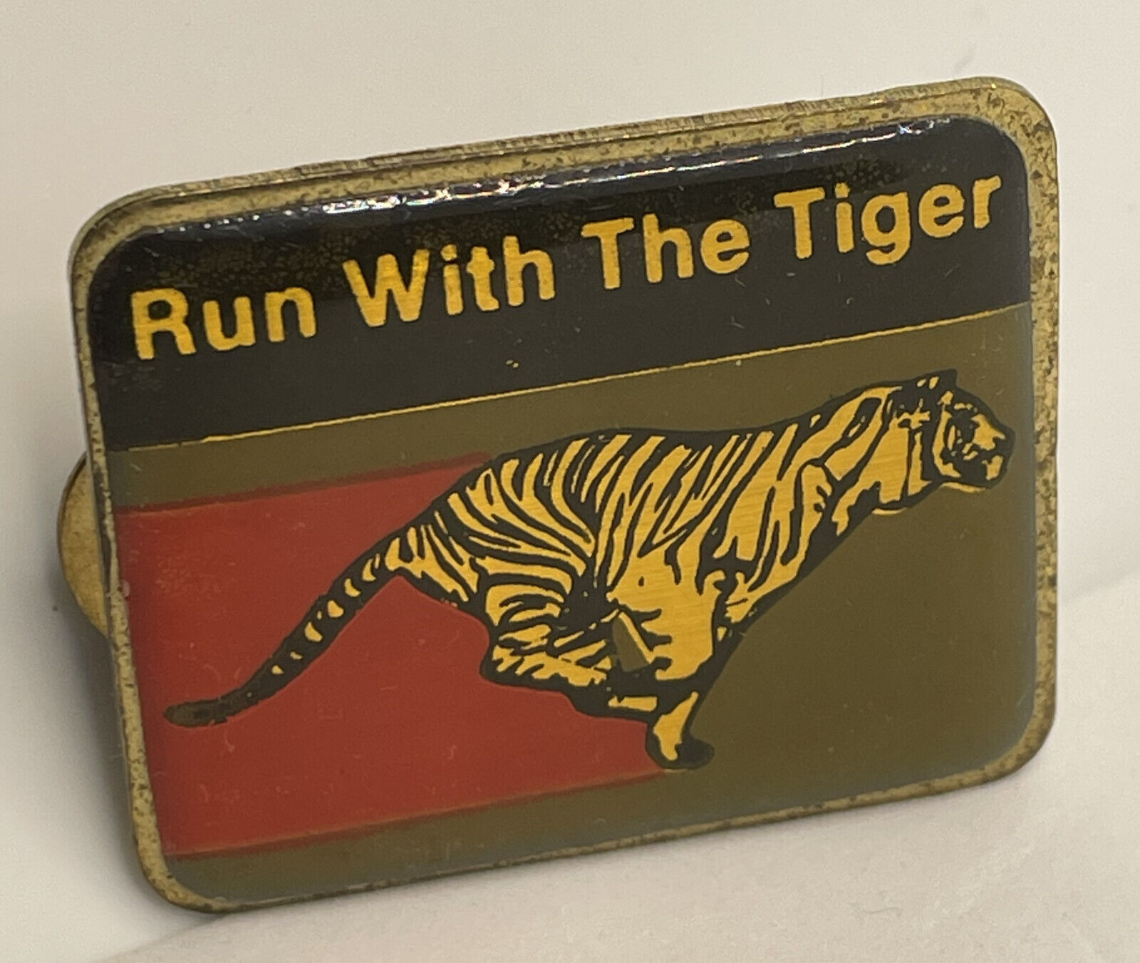 Vintage Exxon Run With The Tiger Lapel Pin 