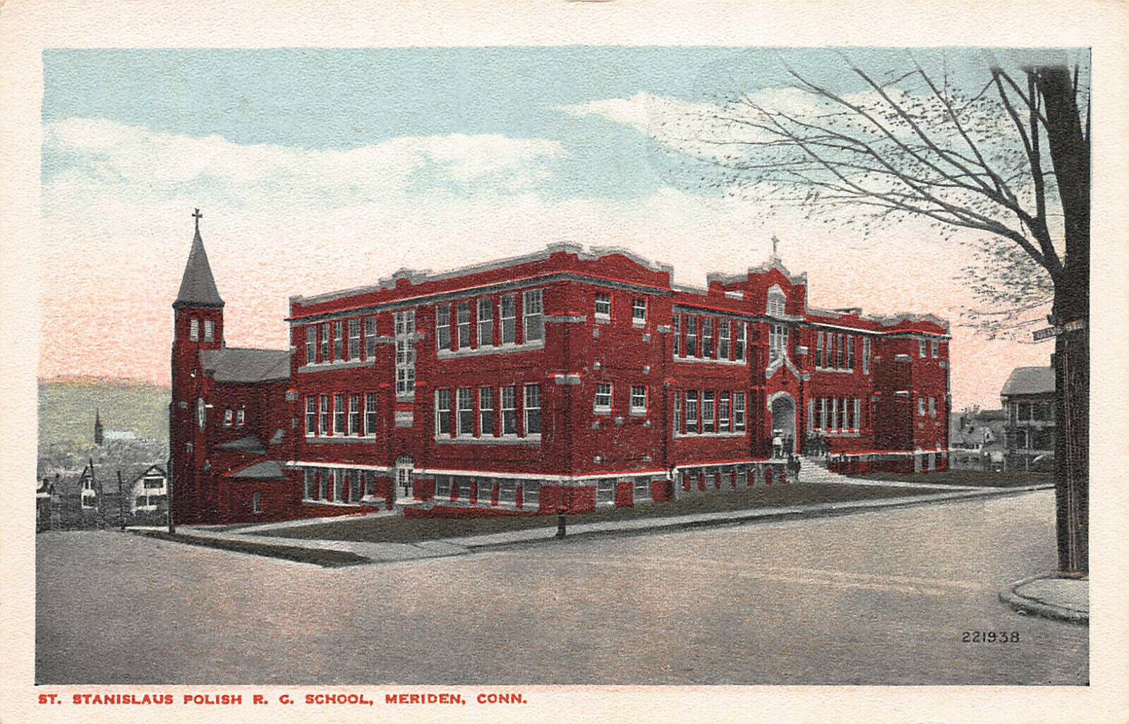 St. Stanislaus Polish R.C. School, Meriden, Conn., Early Postcard, Unused 