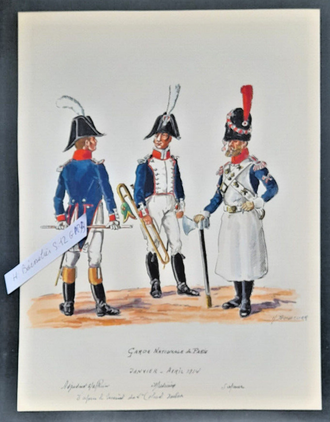 H. Boisselier superb and large original painting Garde Nationale de Paris 1814