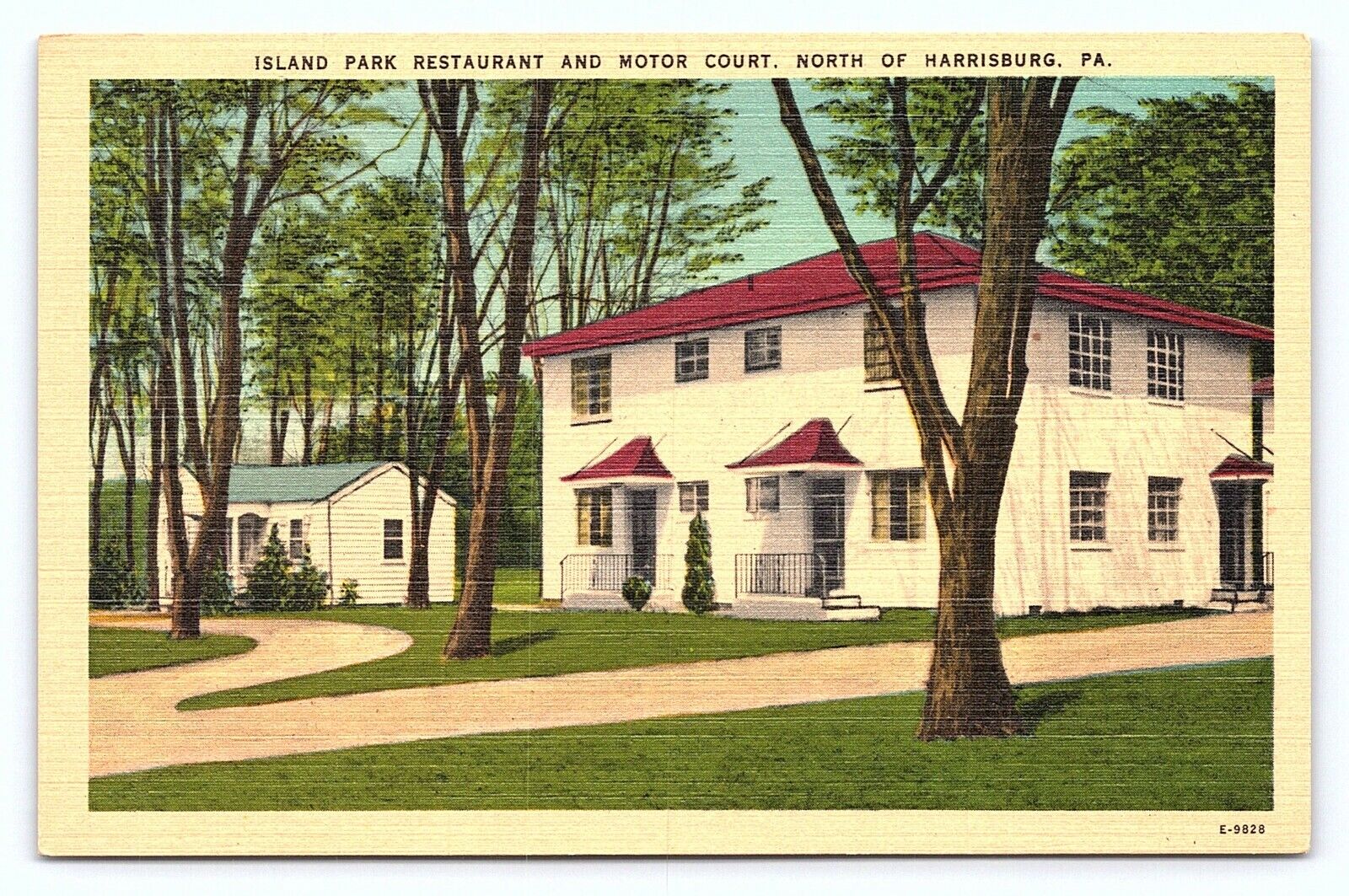 Vtg 1940s Harrisburg Pennsylvania PA Island Park Restaurant Cottage Postcard D23