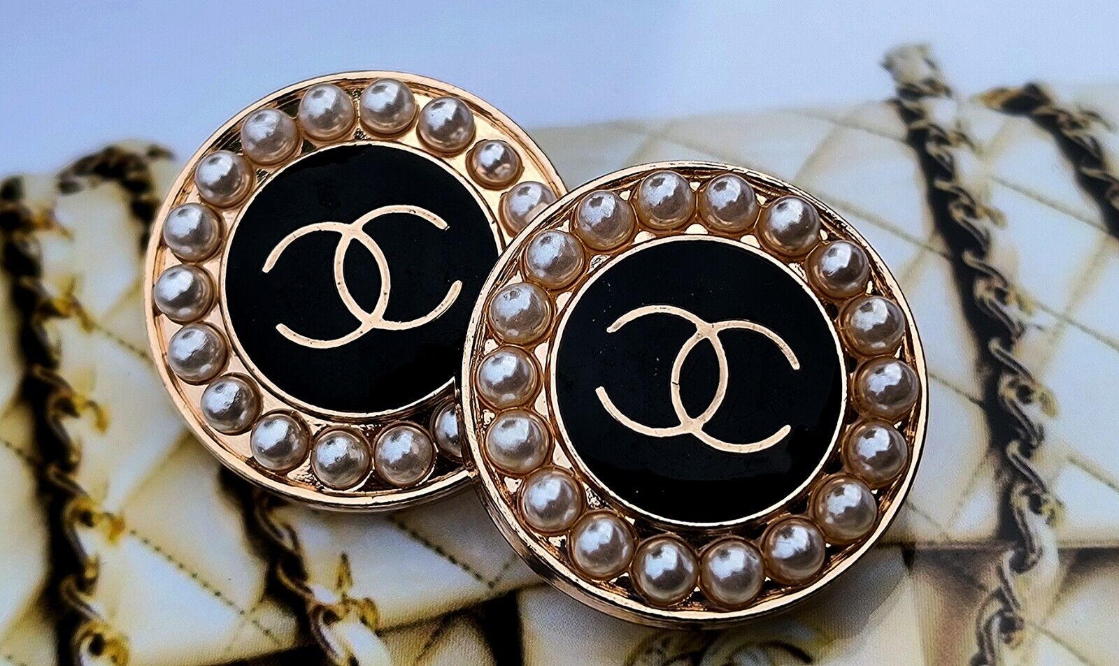 2 Vintage Chanel CC Stamped   Buttons 20 mm Set of 2