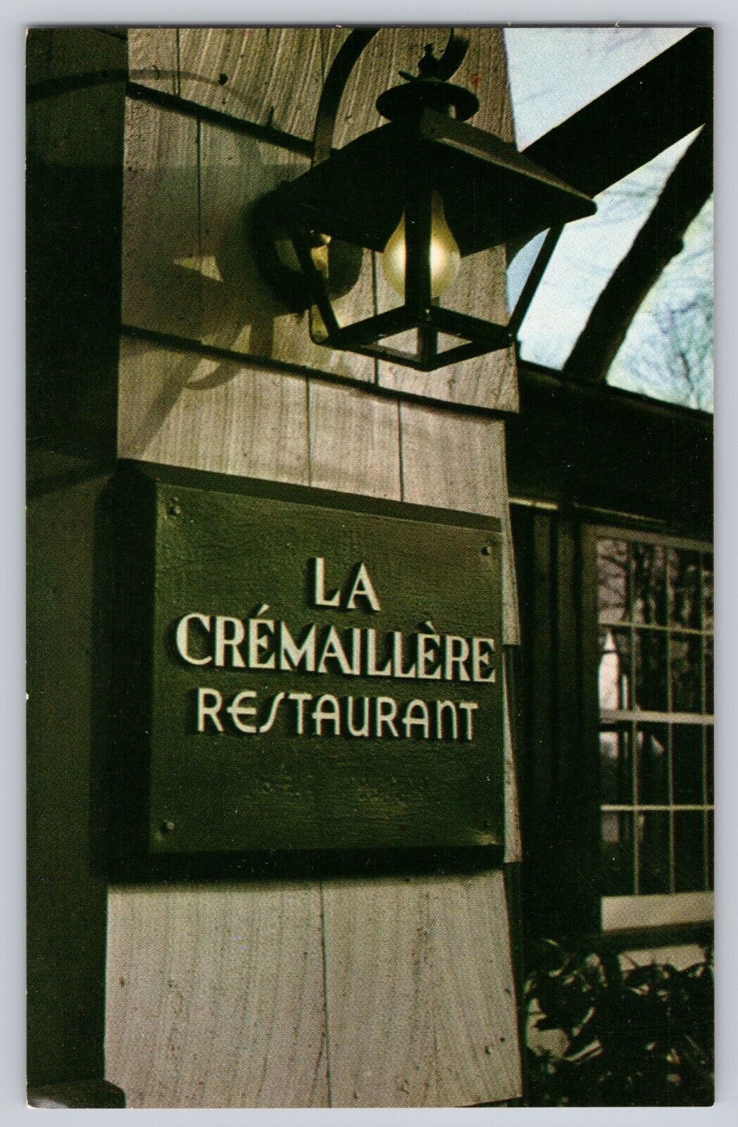 Postcard New York Banksville La Cremaillere Restaurant Front Entrance Sign