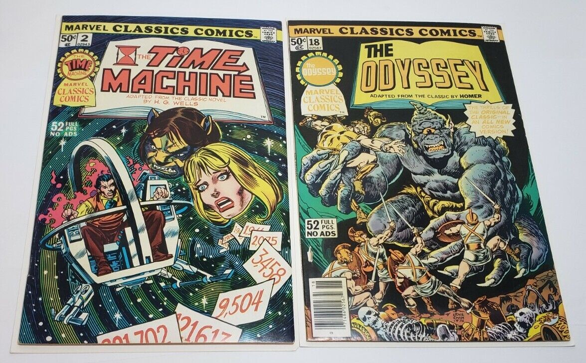 Marvel Classics Comics - The Time Machine # 2 + The Odyssey #18 - Comic Book Lot